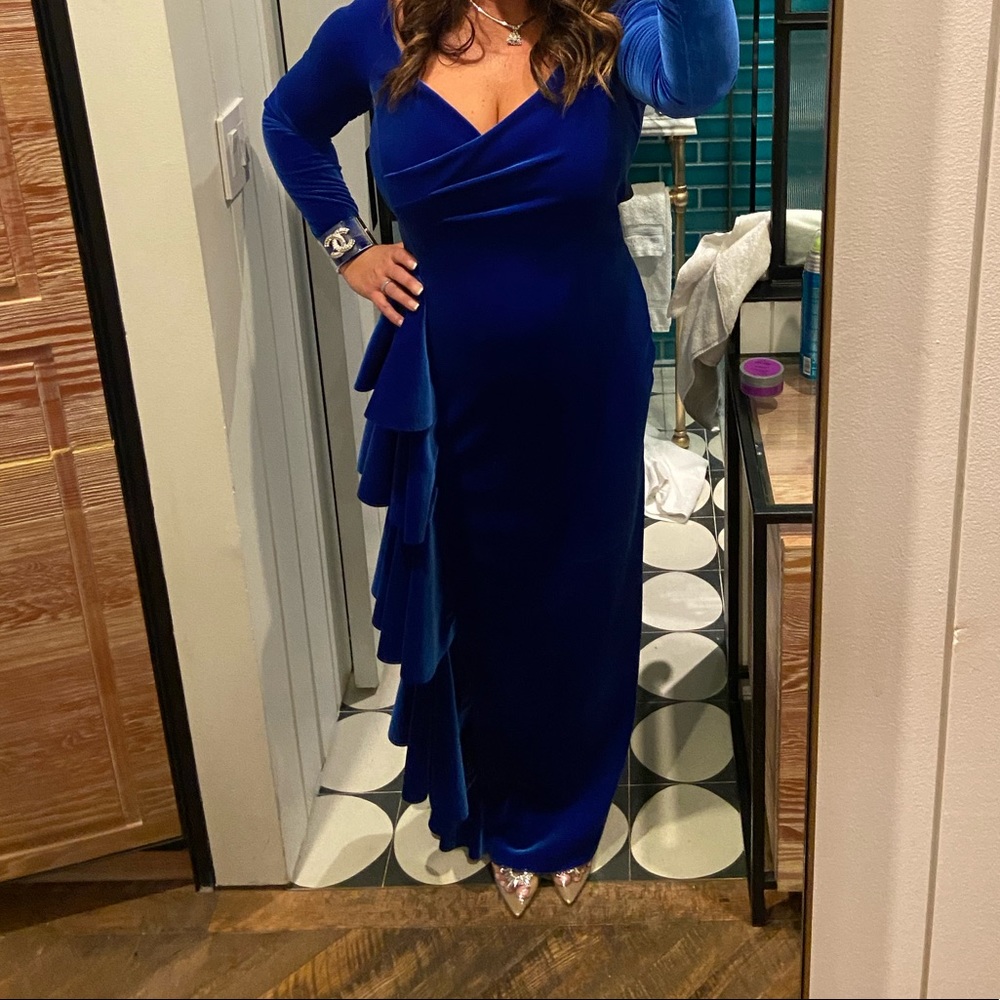 Chiara Boni La Petite Robe - Trinity Velvet V- Neck Side Drape Gown